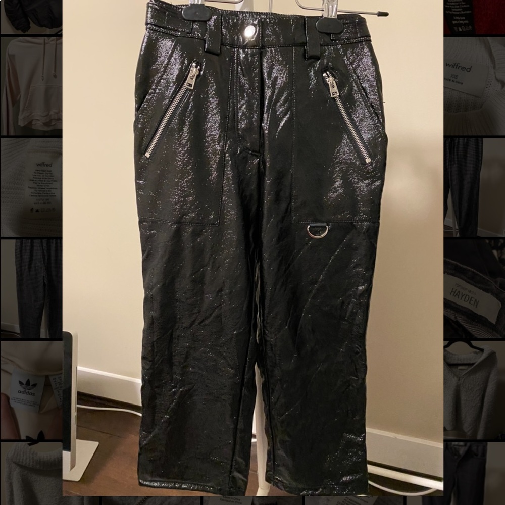 Topshop Vinyl Pants Black